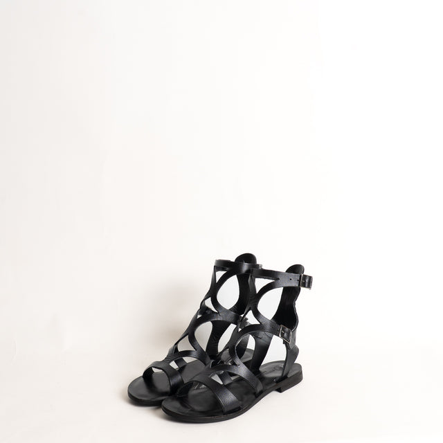 Divine Follie-Sandalo gladiatore in pelle - nero
