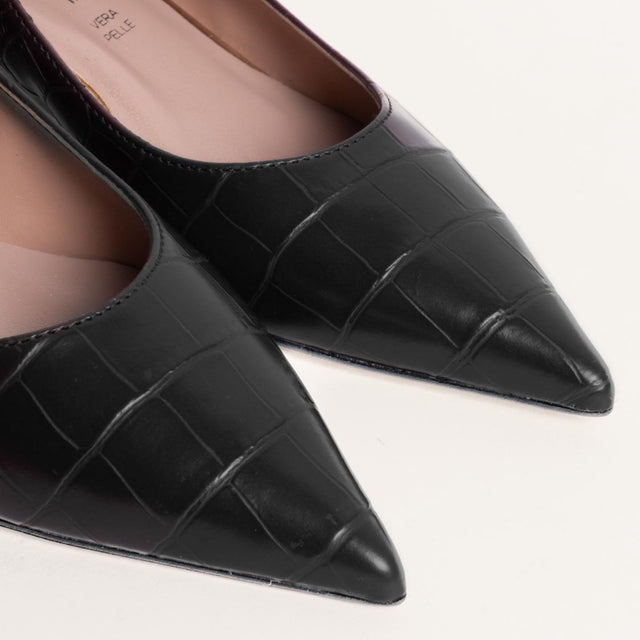 Divine Follie-Decolleté in pelle stampa cocco - nero