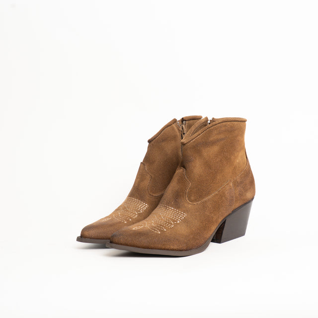 Divine Follie-Texano basso camoscio zip laterale - taupe