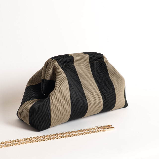 White mood-Borsa clutch a righe - nero/kaki