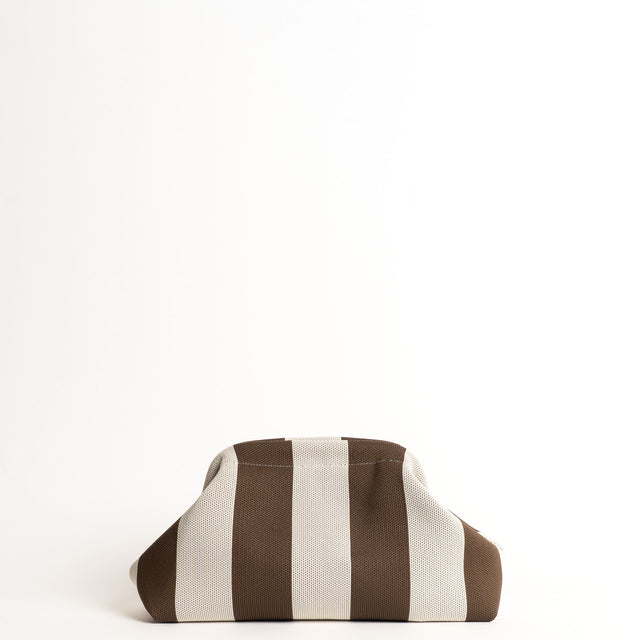 White mood-Borsa clutch a righe - moro/burro