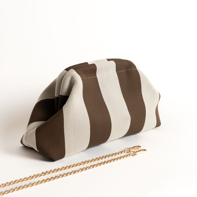 White mood-Borsa clutch a righe - moro/burro