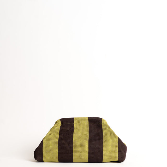 White mood-Borsa clutch a righe - olive/moka