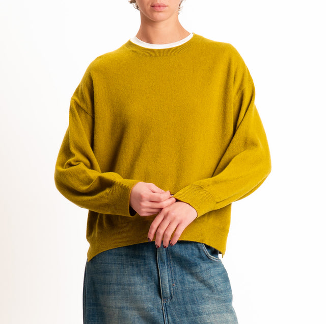 Tensione in-Maglia 100% LANA SOFT spacchi laterali - olio