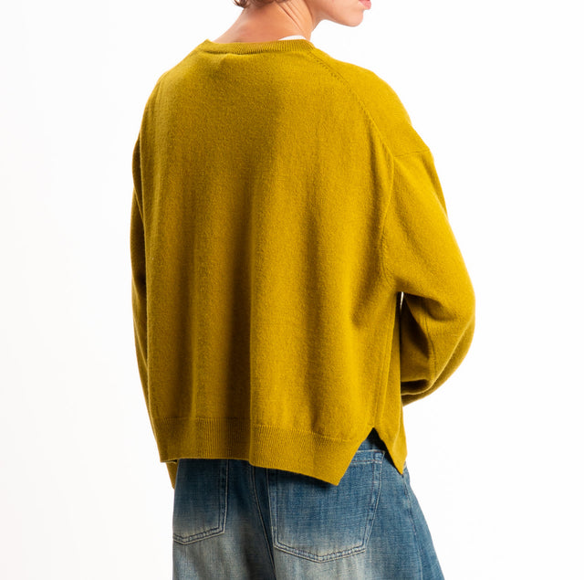 Tensione in-Maglia 100% LANA SOFT spacchi laterali - olio