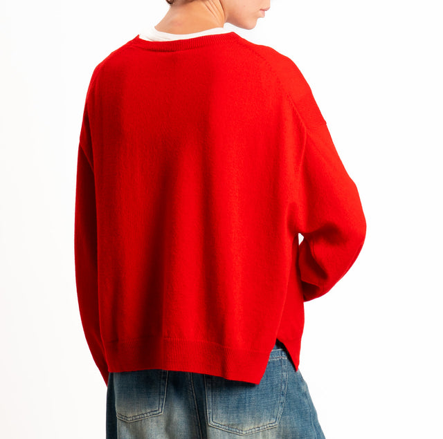 Tensione in-Maglia 100% LANA SOFT spacchi laterali - rosso