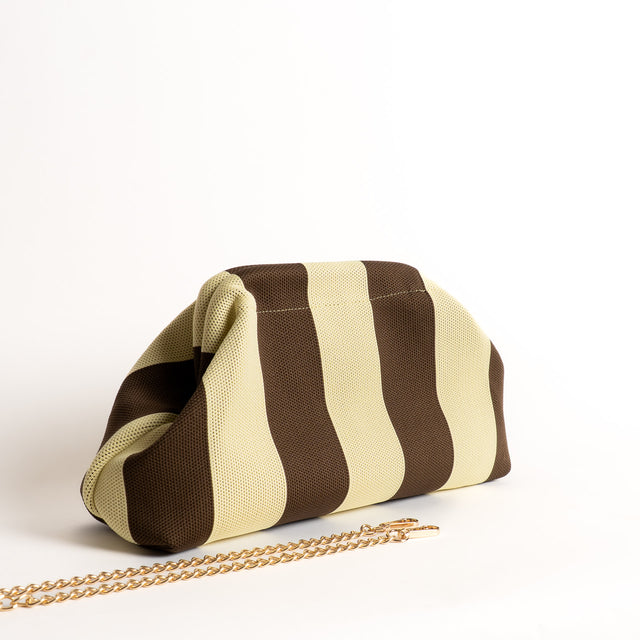White mood-Borsa clutch a righe - yellow/moro