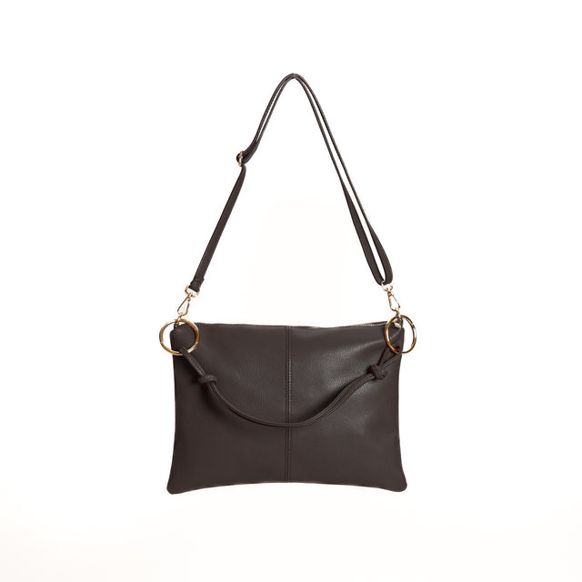 W by Whitemood-Leather shoulder bag - dark brown