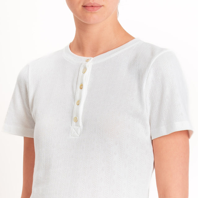 Tensione in-T-shirt serafino 100% cotone - latte