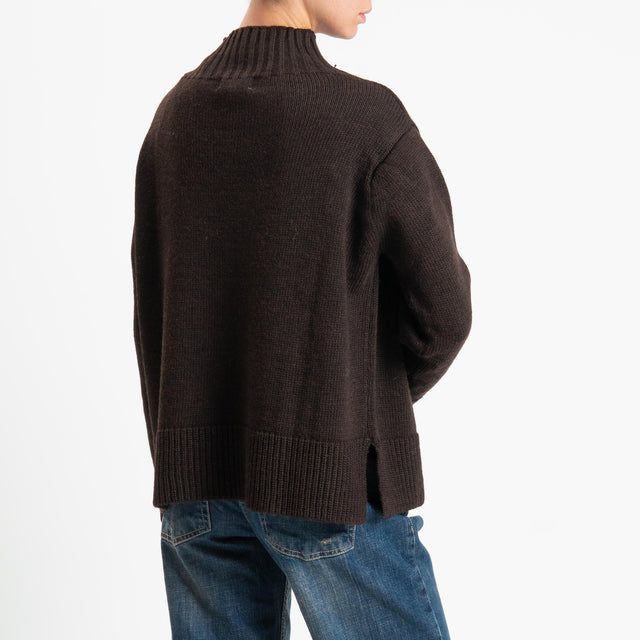 Motel-Maglia collo montato misto alpaca - moro