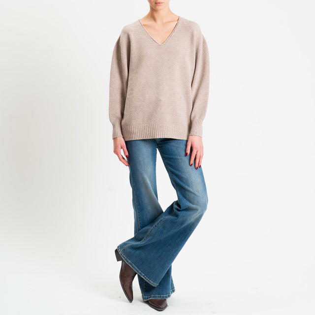 Kontatto-Maglia scatola scollo v (QS) - tortora