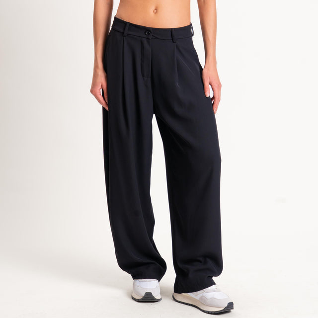 Zeroassoluto-Pantalone GENNY tessuto fluido - nero