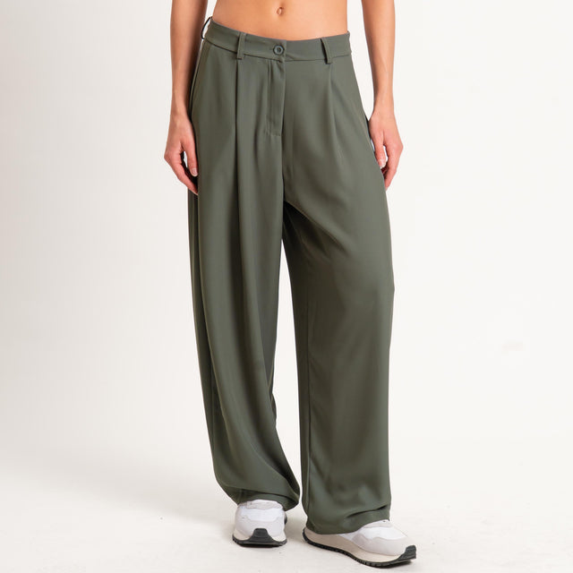 Zeroassoluto-Pantalone GENNY tessuto fluido - militare