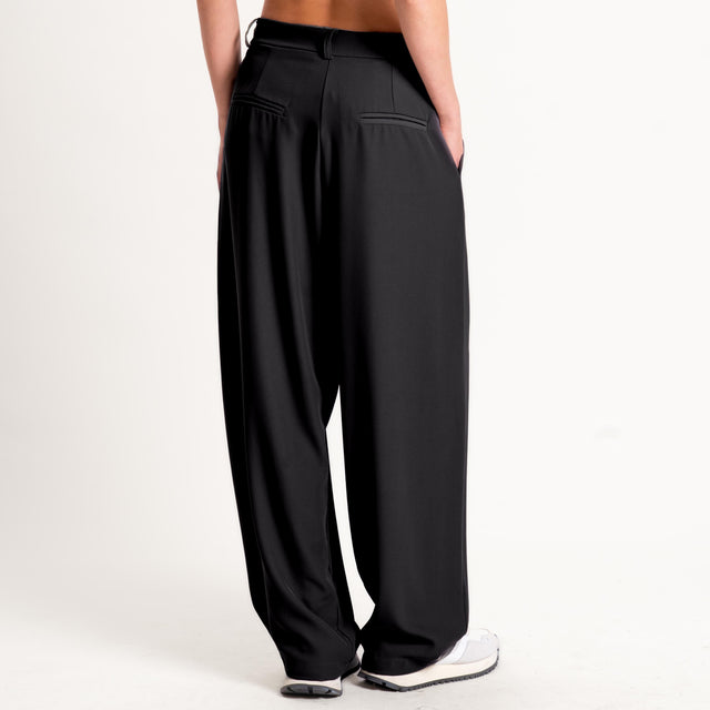 Zeroassoluto-Pantalone GENNY tessuto fluido - nero