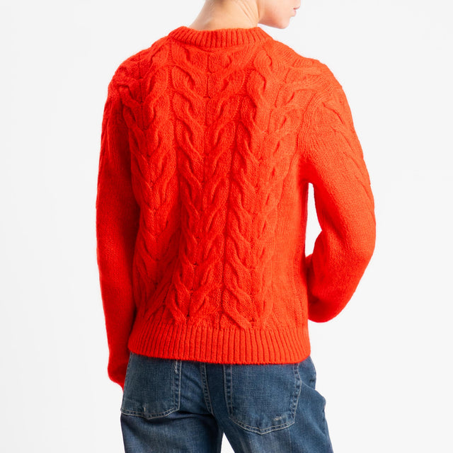 Tensione in-Maglia trecce in mohair - corallo