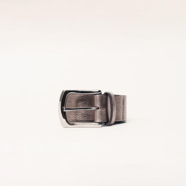 Zeroassoluto-Cintura laminata genuine leather high quality - platino