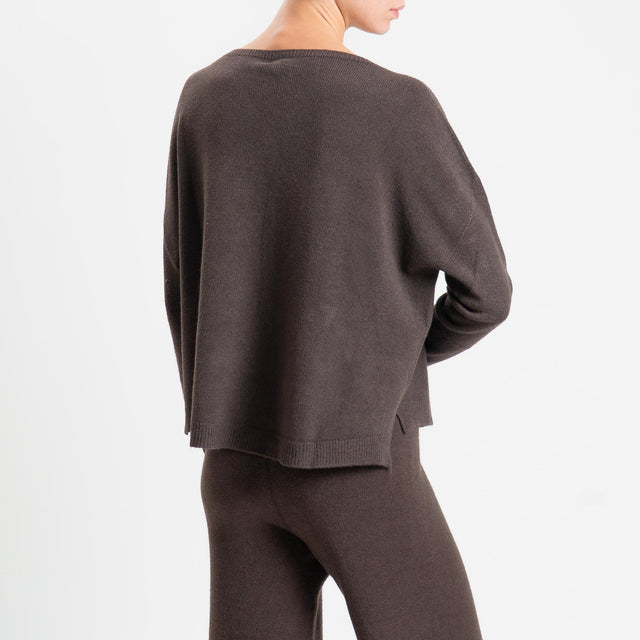 Haveone-Completo maglia girocollo + pantalone - cacao