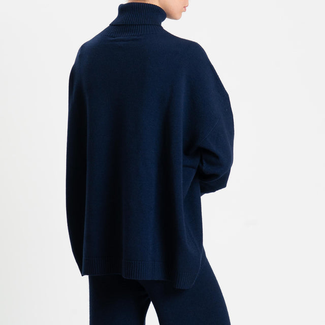 Haveone-Completo maglia collo alto + pantalone - blu