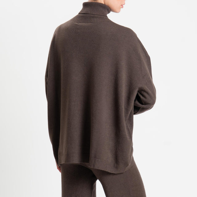 Haveone-Completo maglia collo alto + pantalone - cacao