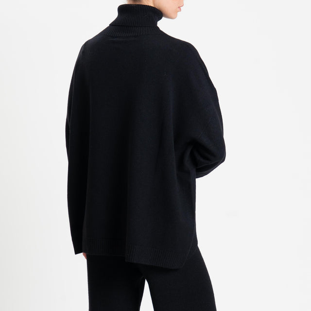 Haveone-Completo maglia collo alto + pantalone - nero