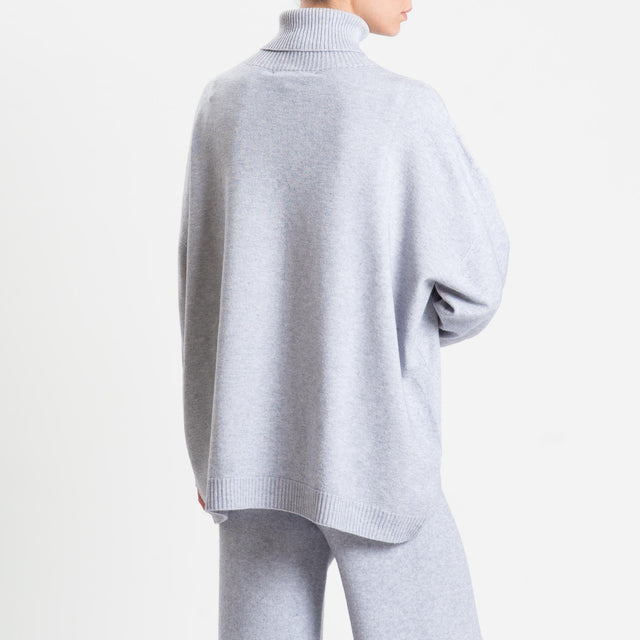 Haveone-Completo maglia collo alto + pantalone - grigio perla