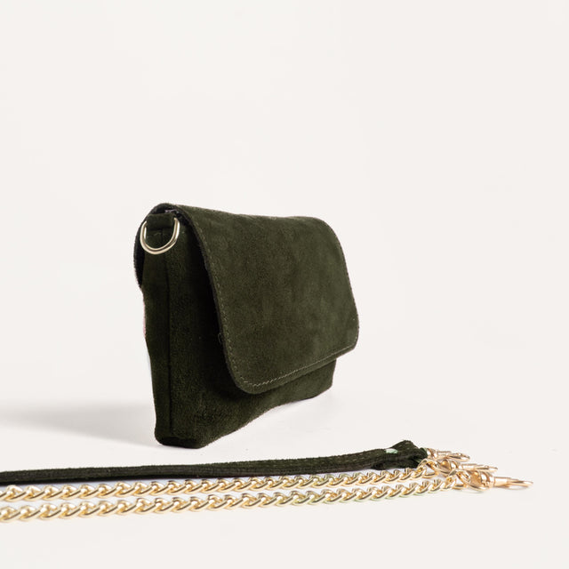 W by white mood-Pochette genuine leather scamoscia - militare