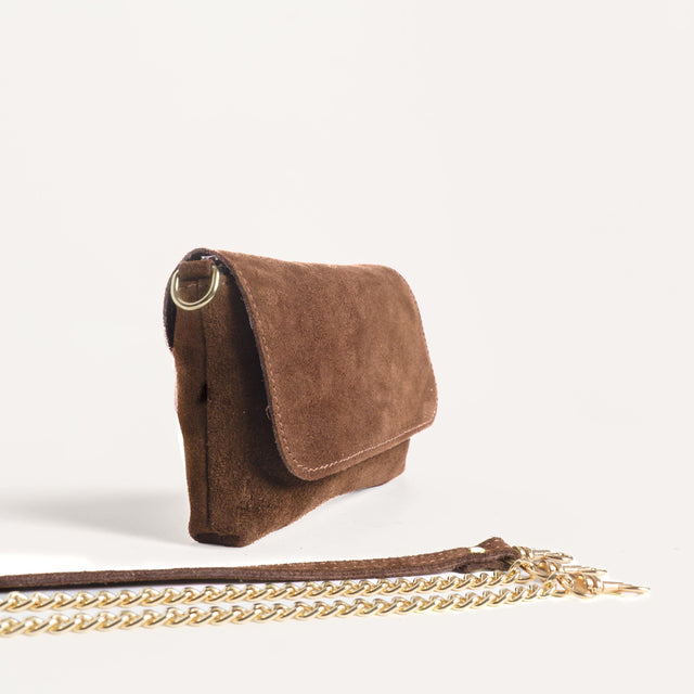 W by white mood-Pochette genuine leather scamoscia - taupe