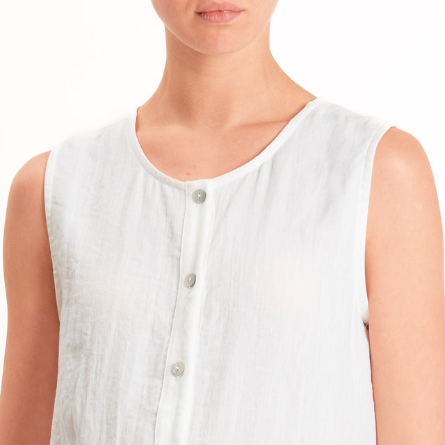 Zeroassoluto-Camicia smanicata CLAMY viscosa jacquard - bianco