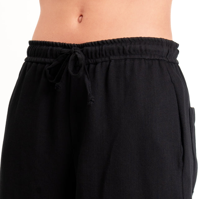 Zeroassoluto-Pantalone BARRY barrel coulisse viscosa jacquard - nero