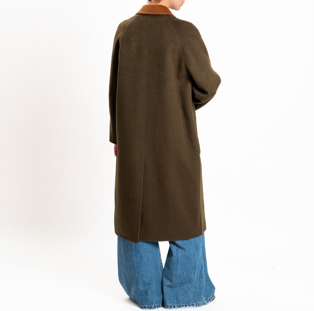 Wu'side-Cappotto lungo DOUBLE FACE 100% lana - militare/coccio