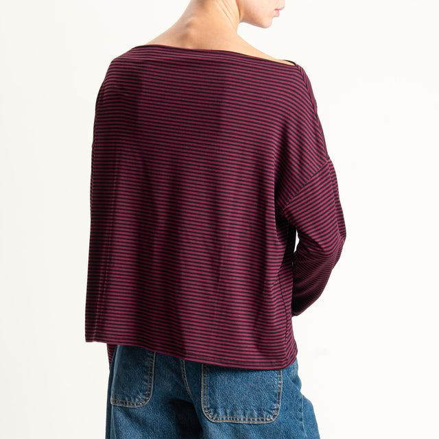 Zeroassoluto-T-shirt CLOE righe in jersey - cherry/nero