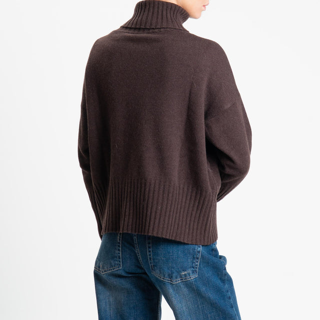 Tensione in-Maglia collo alto misto cashmere - moro