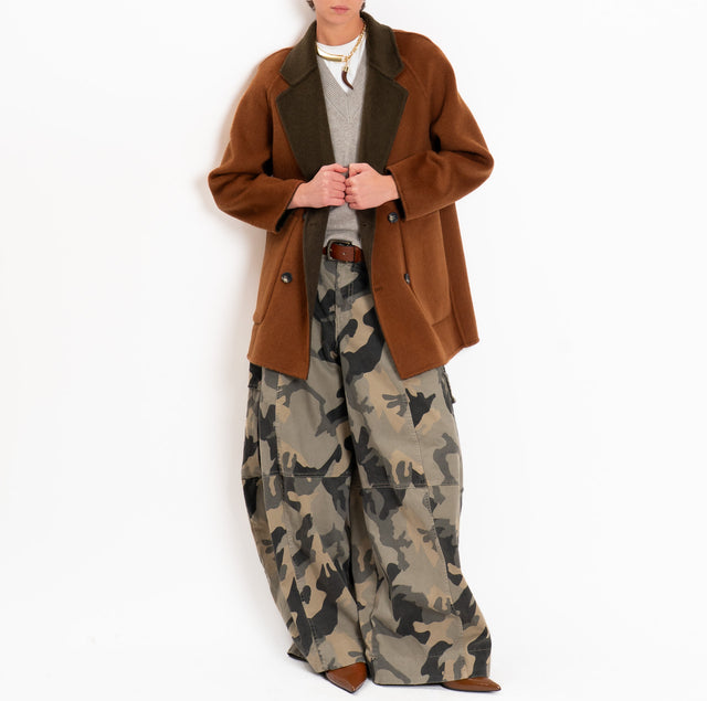 Wu'side-Cappotto DOUBLE FACE 100% lana - militare/coccio