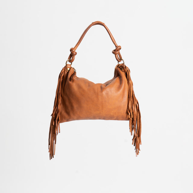 W by Whitemood-Borsa a mano in pelle con frange - cuoio