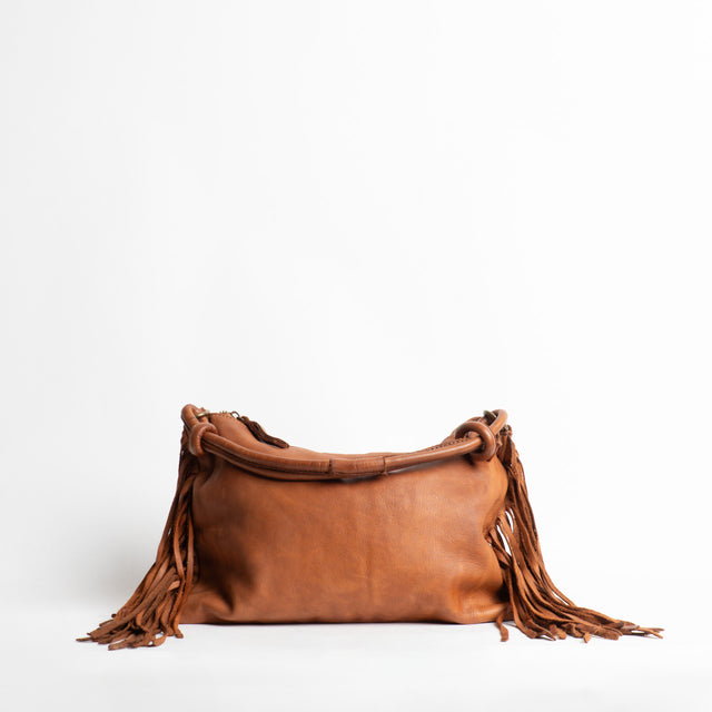 W by Whitemood-Borsa a mano in pelle con frange - cuoio