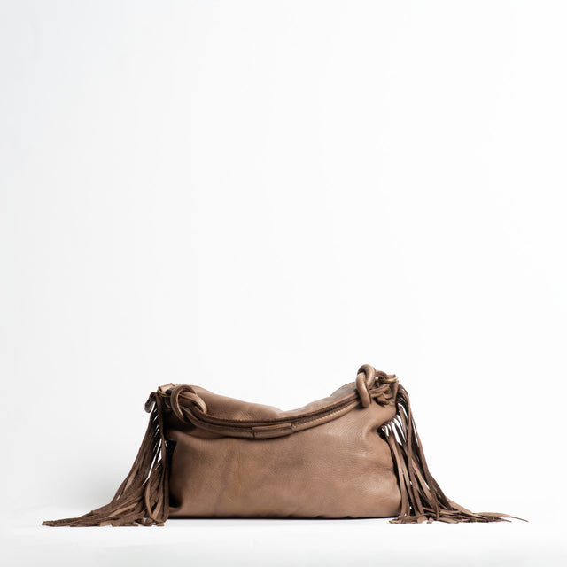 W by Whitemood-Borsa a mano in pelle con frange - taupe