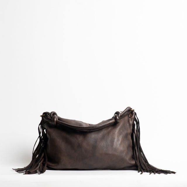 W by Whitemood-Borsa a mano in pelle con frange - caffe'