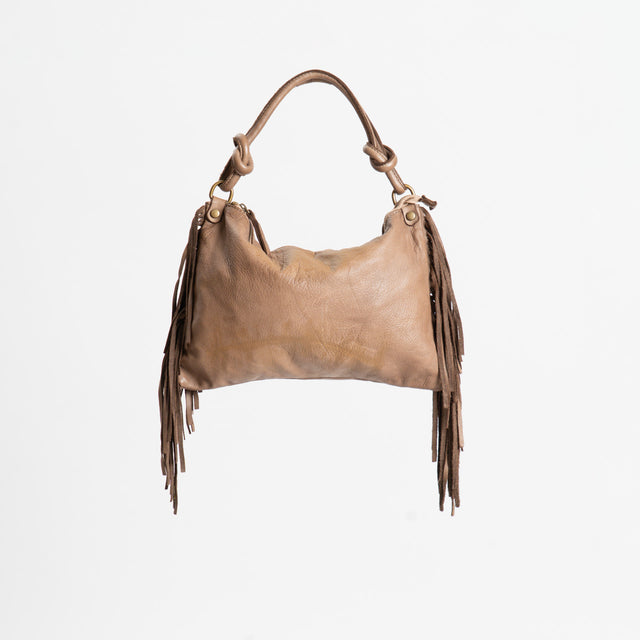 W by Whitemood-Borsa a mano in pelle con frange - taupe