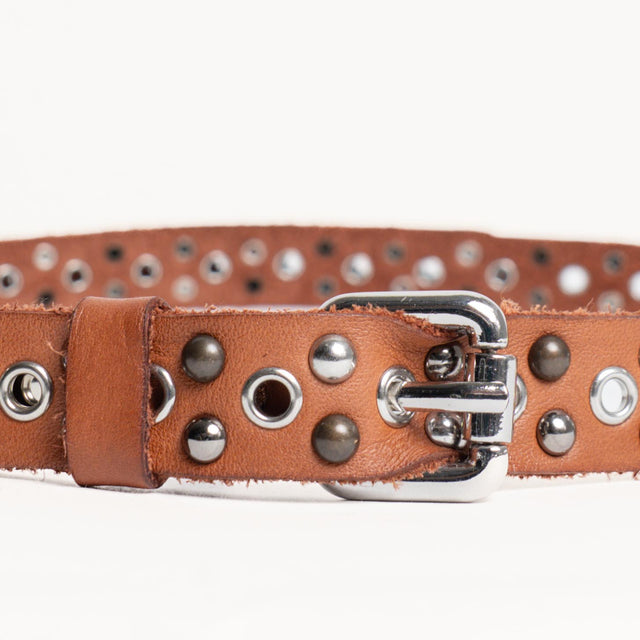 Zeroassoluto-Cintura fina con borchie - cuoio