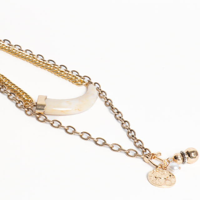 W by Whitemood-Set collana corno + ciondolo - gold