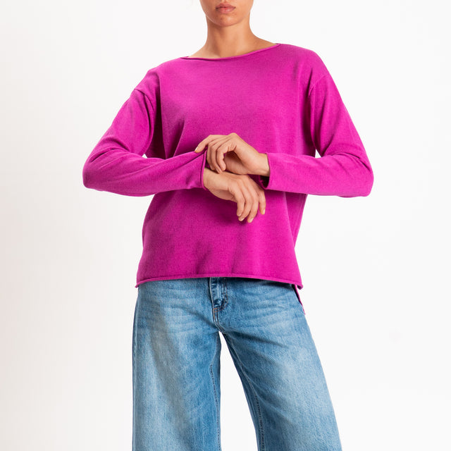 Zeroassoluto-Maglia girocollo spacchi laterali - amarena
