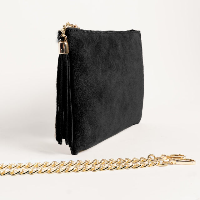 W by whitemood-Pochette con nappine scamosciata - Nero