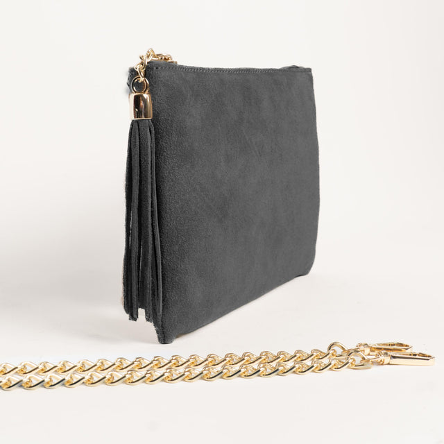 W by whitemood-Pochette con nappine scamosciata - piombo