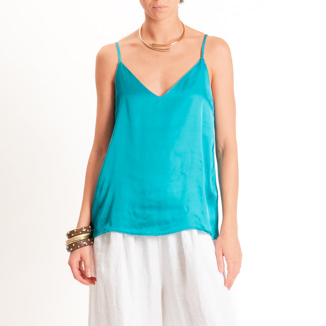 Dixie-Top satin bretelle regolabili - turchese
