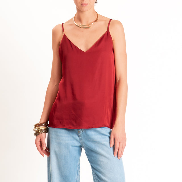 Dixie-Top satin bretelle regolabili - Bordeaux