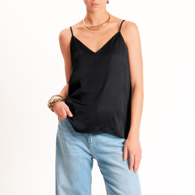 Dixie-Top satin bretelle regolabili - nero