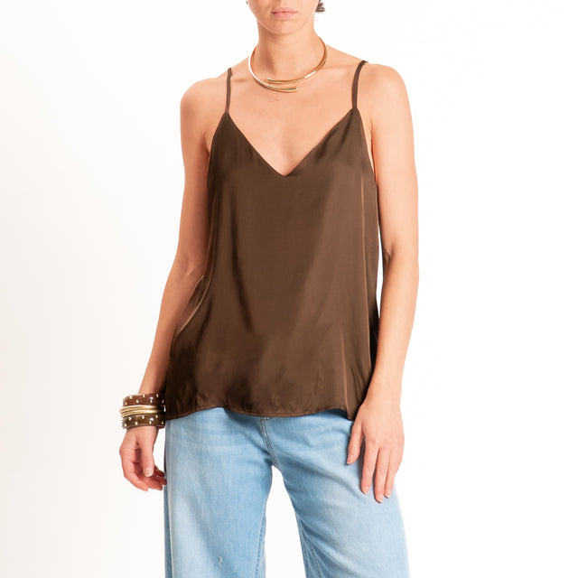 Dixie-Top satin bretelle regolabili - cacao