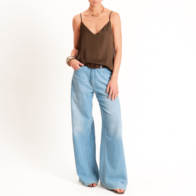 Dixie-Top satin bretelle regolabili - cacao