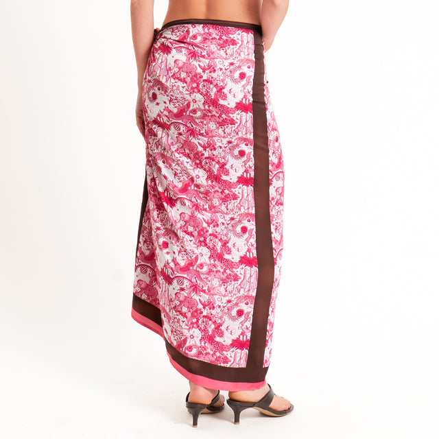 Tensione in-Gonna pareo fantasia toile de jouy - rosa/latte/choco
