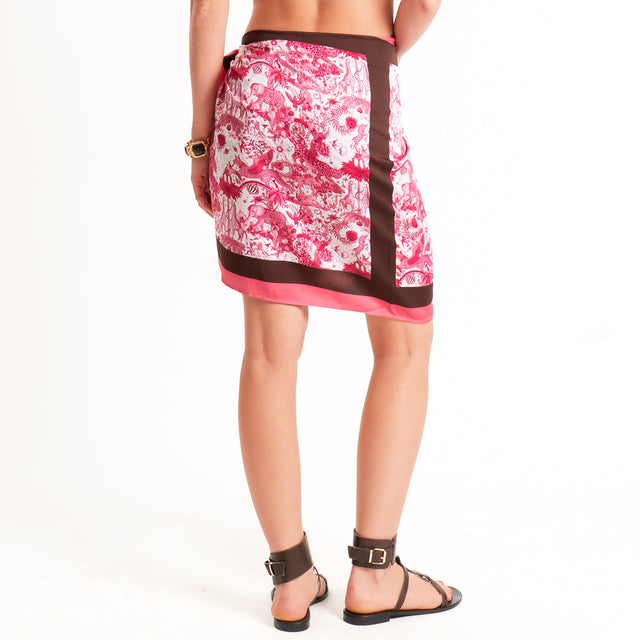Tensione in-Gonna corta pareo fantasia toile de jo - rosa/latte/choco